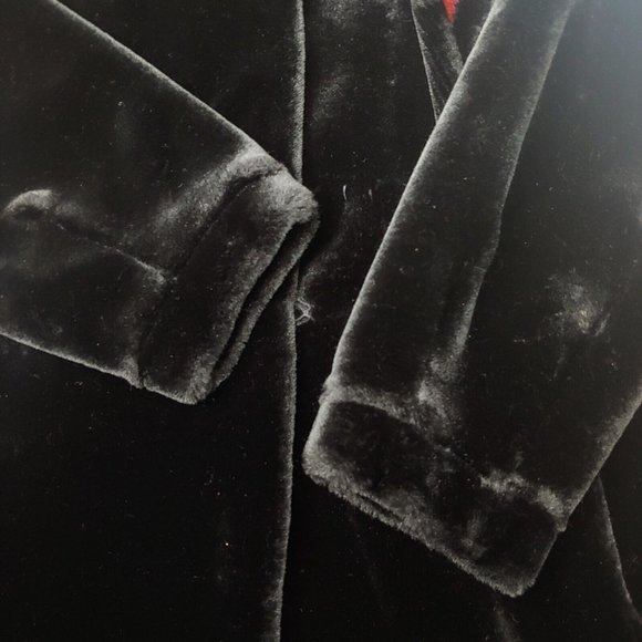 Vintage Borgessa Casper Womens Medium Coat Faux Fur USA Union Made Black Purple - Picture 4 of 15